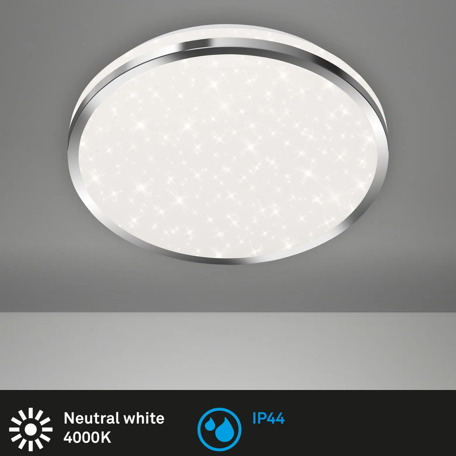 Acorus Plafón LED, IP44, decoración estrella, Ø 28 cm