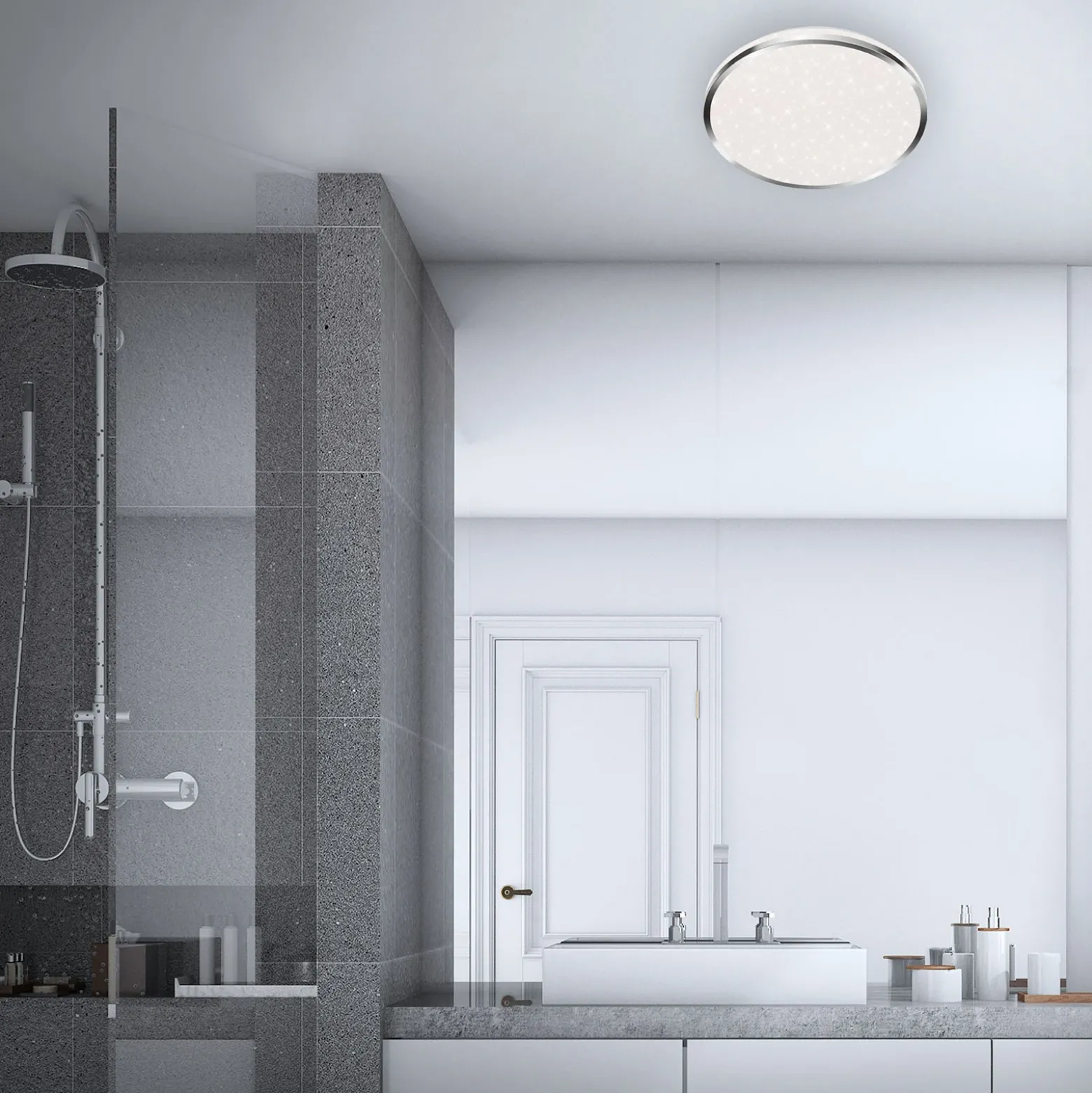 Acorus Plafón LED, IP44, decoración estrella, Ø 33 cm