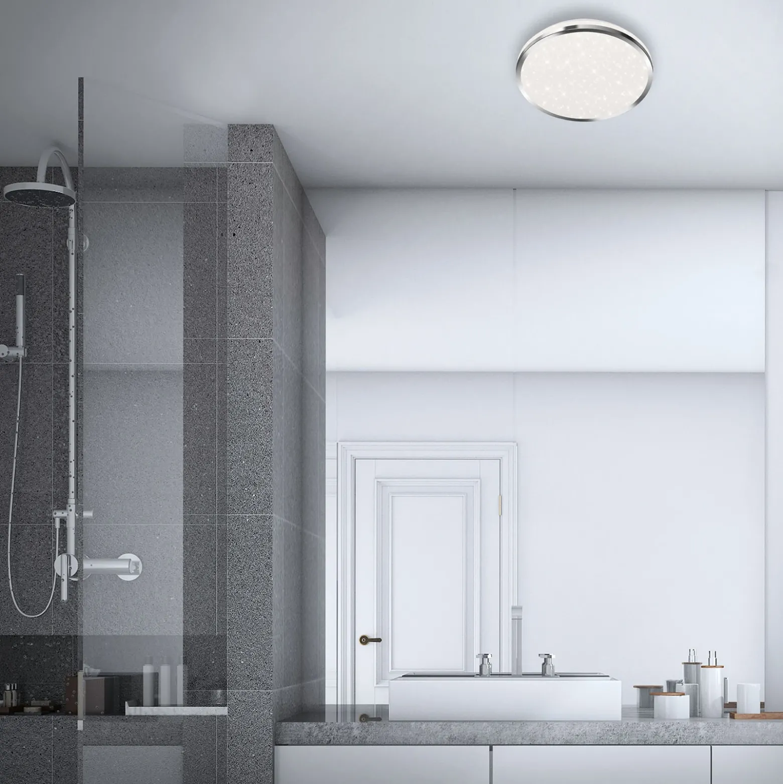 Acorus Plafón LED, IP44, decoración estrella, Ø 28 cm
