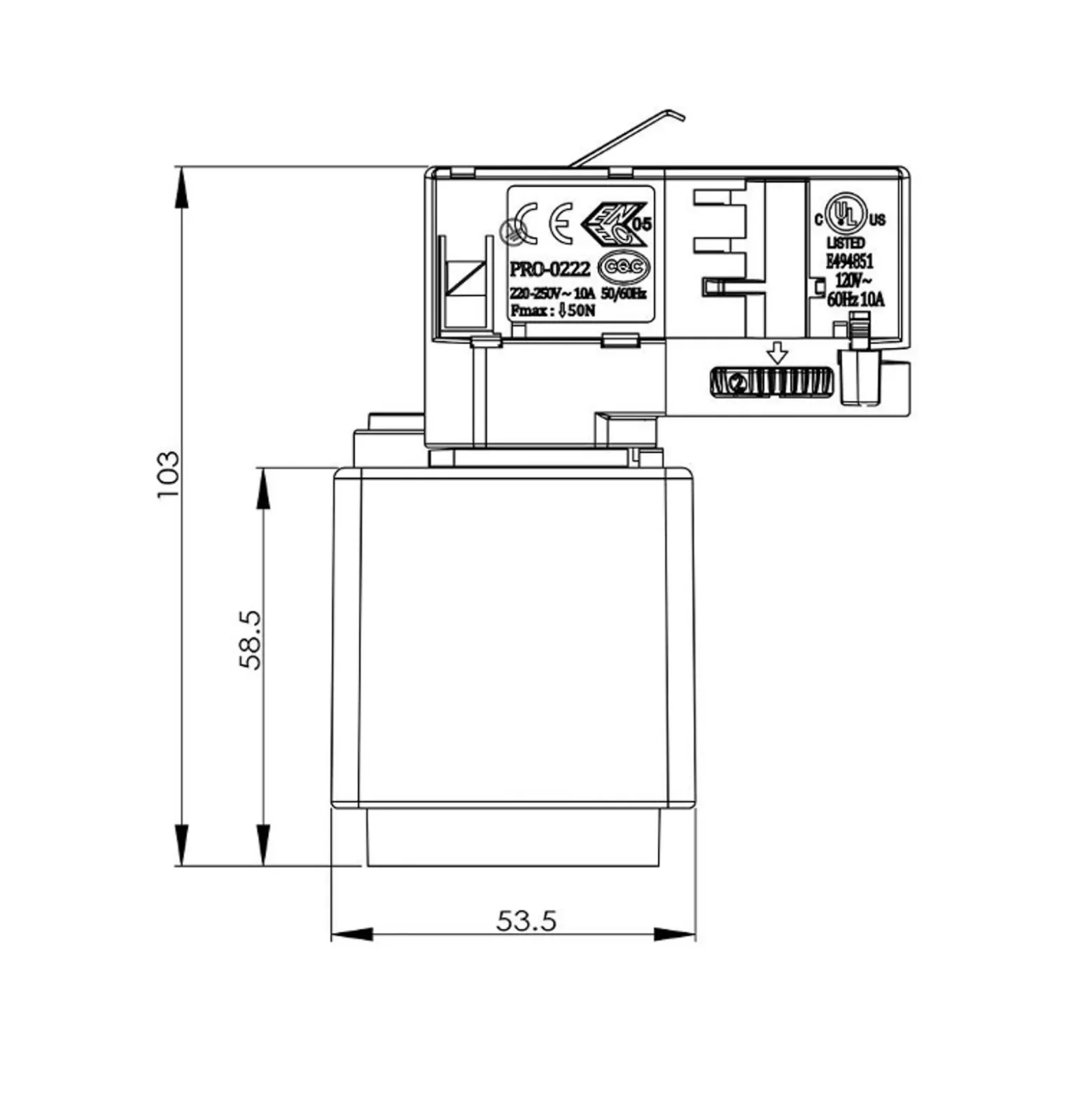 adaptador de enchufe riel trifásico D Line, negro, 1380 W