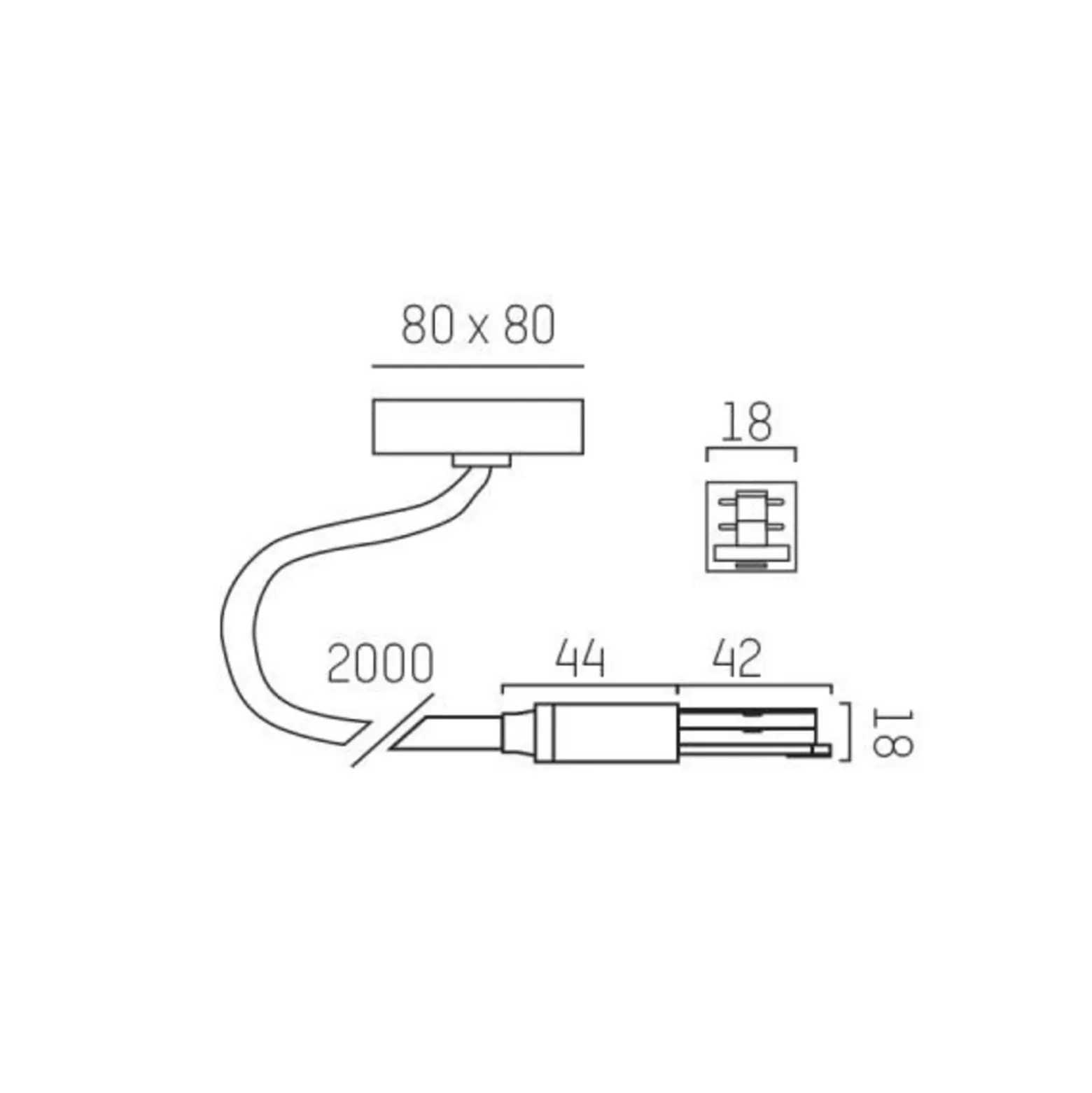 Alimentación de red Volare cable 2m dosel aluminio