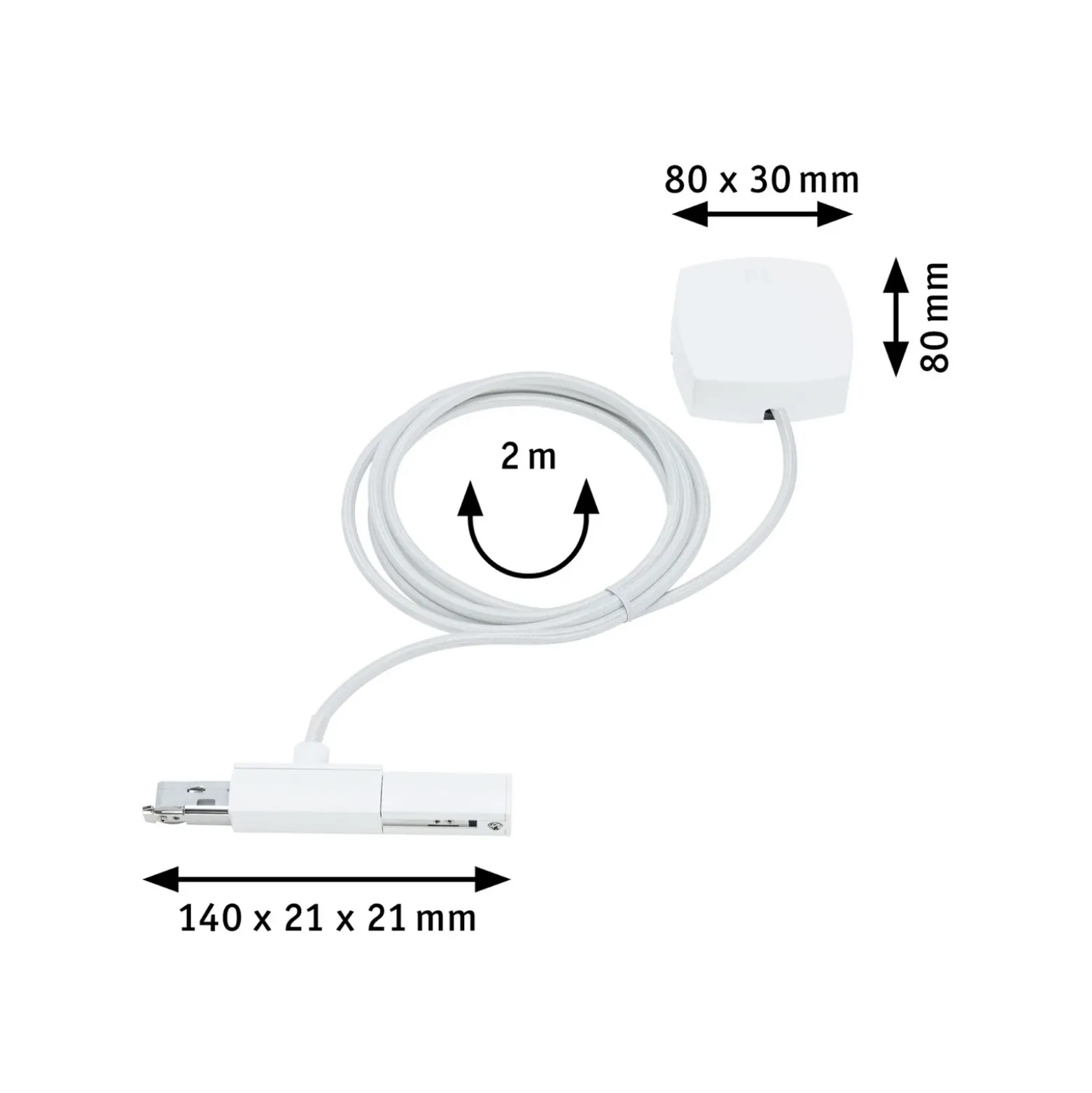Alimentador de cable Paulmann URail, blanco señal, 200 cm