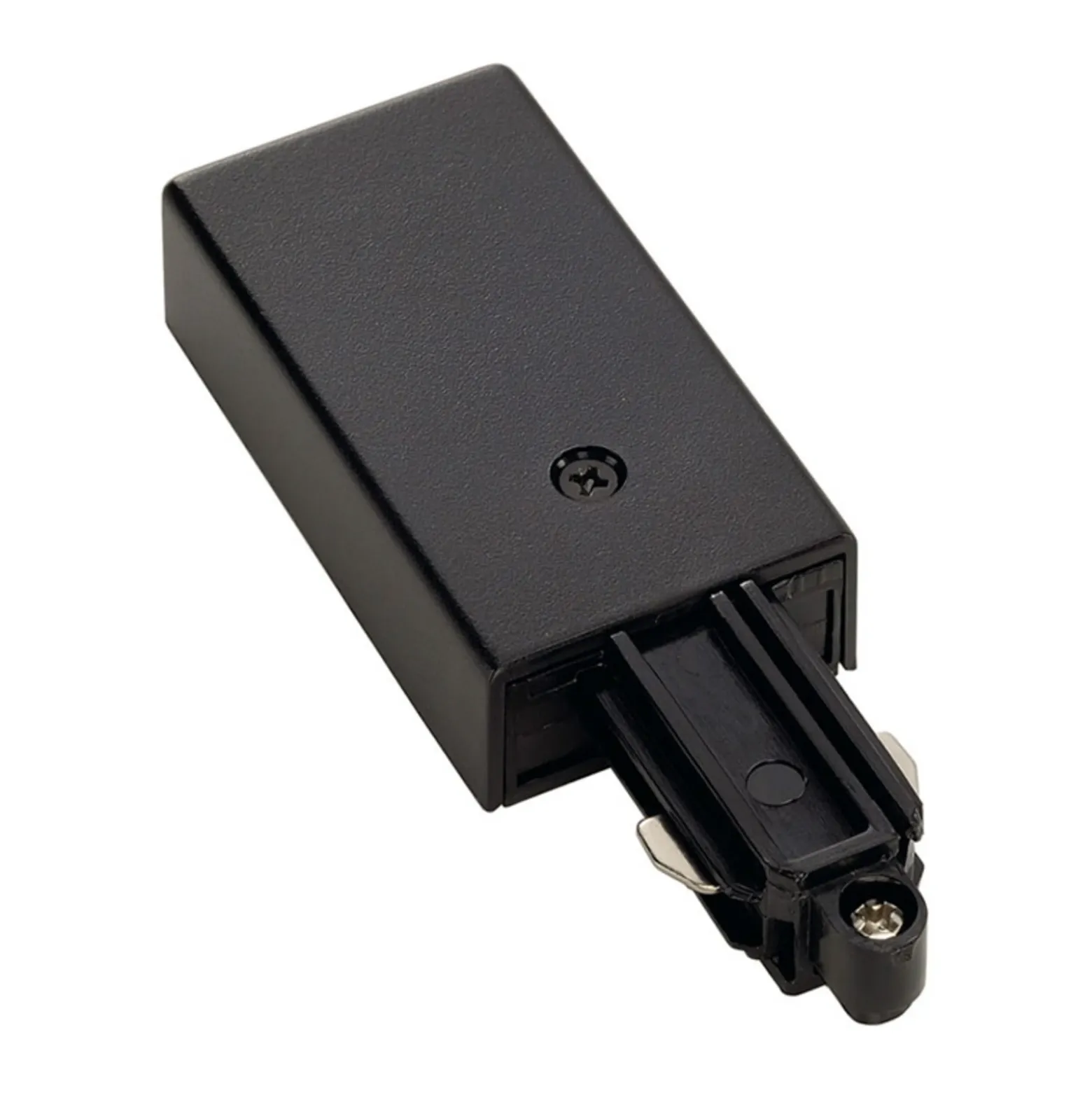 Alimentador SLV 1 riel monofásico tierra derecha negro.