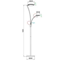 Aluminor Kitel 89 Lámpara de pie LED con brazo de lectura LED