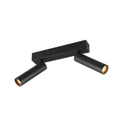 Ambala LED ceiling spotlight, 2 luces, negro, metal, CCT, atenuable