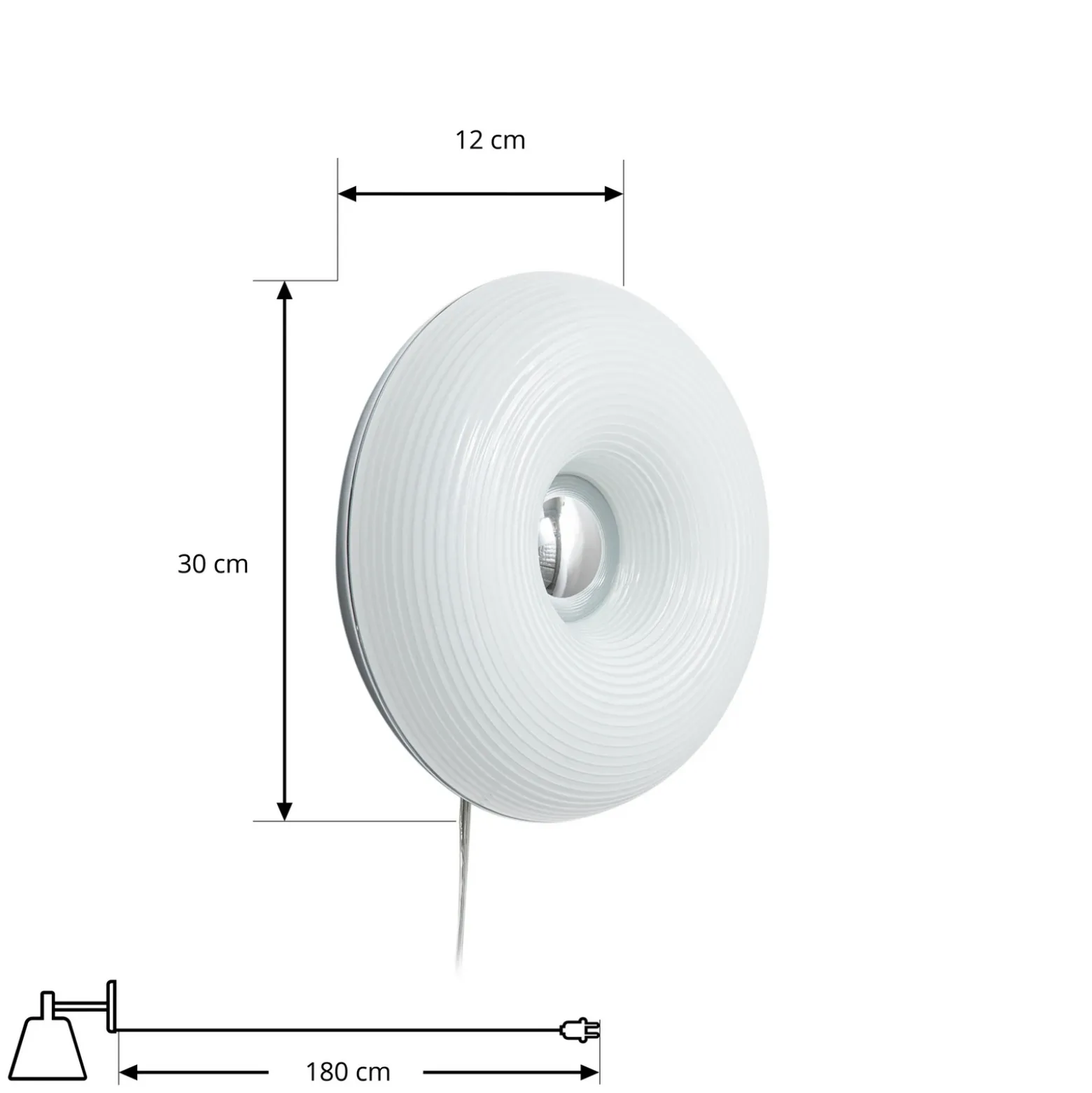 Aplicación de mesa/pared LED Lindby Fjora, blanco/cromo, Ø 30 cm, atenuable.
