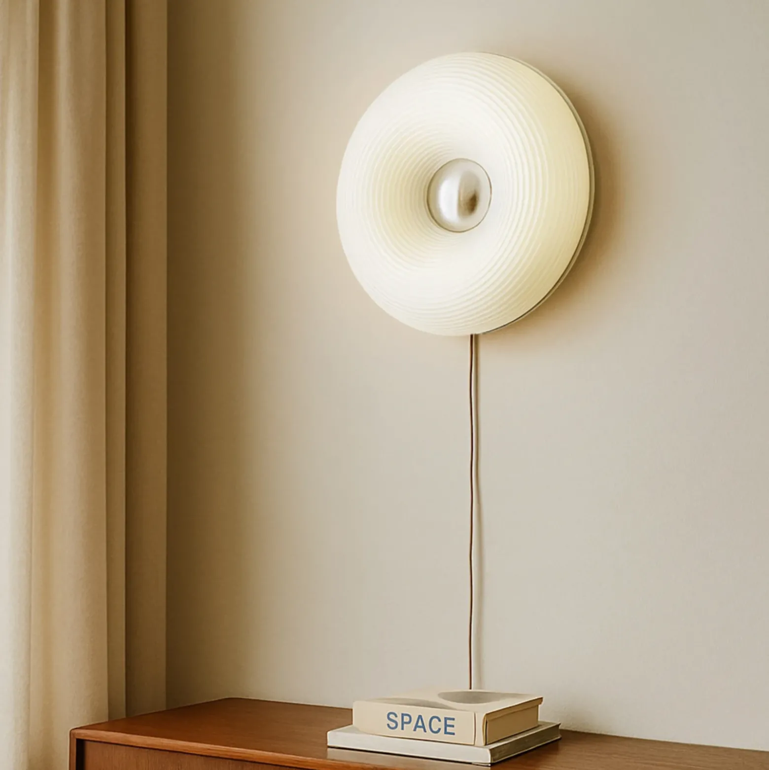 Aplicación de mesa/pared LED Lindby Fjora, blanco/cromo, Ø 30 cm, atenuable.