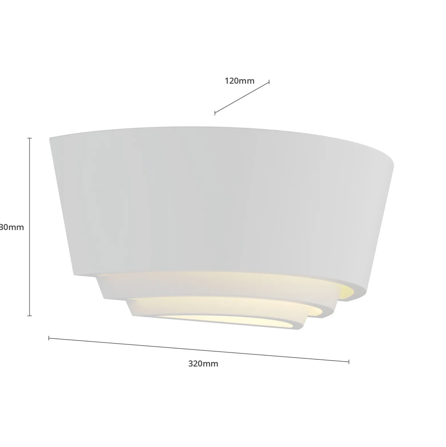 Aplique Azriel, blanco, semicircular, 3 niveles
