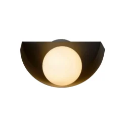 Aplique Benni, pantalla esférica de vidrio, negro