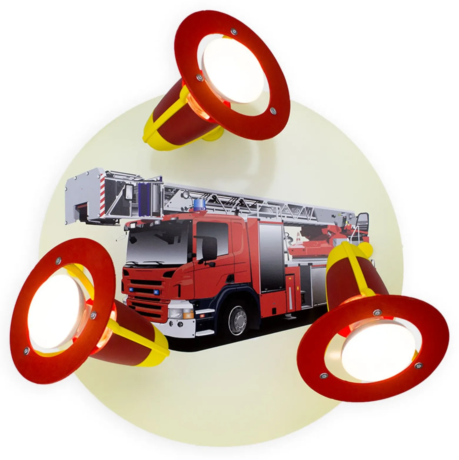 Aplique Camión de bomberos, rojo-amarillo, 3 luces