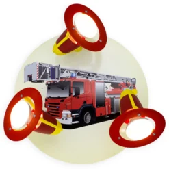 Aplique Camión de bomberos, rojo-amarillo, 3 luces