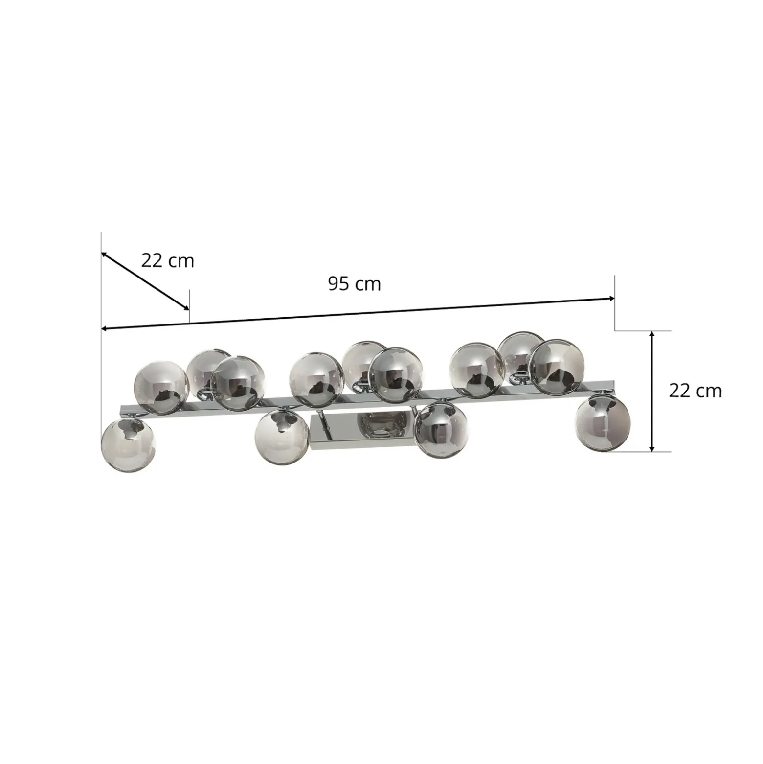Aplique Dallas cromo, 13 luces