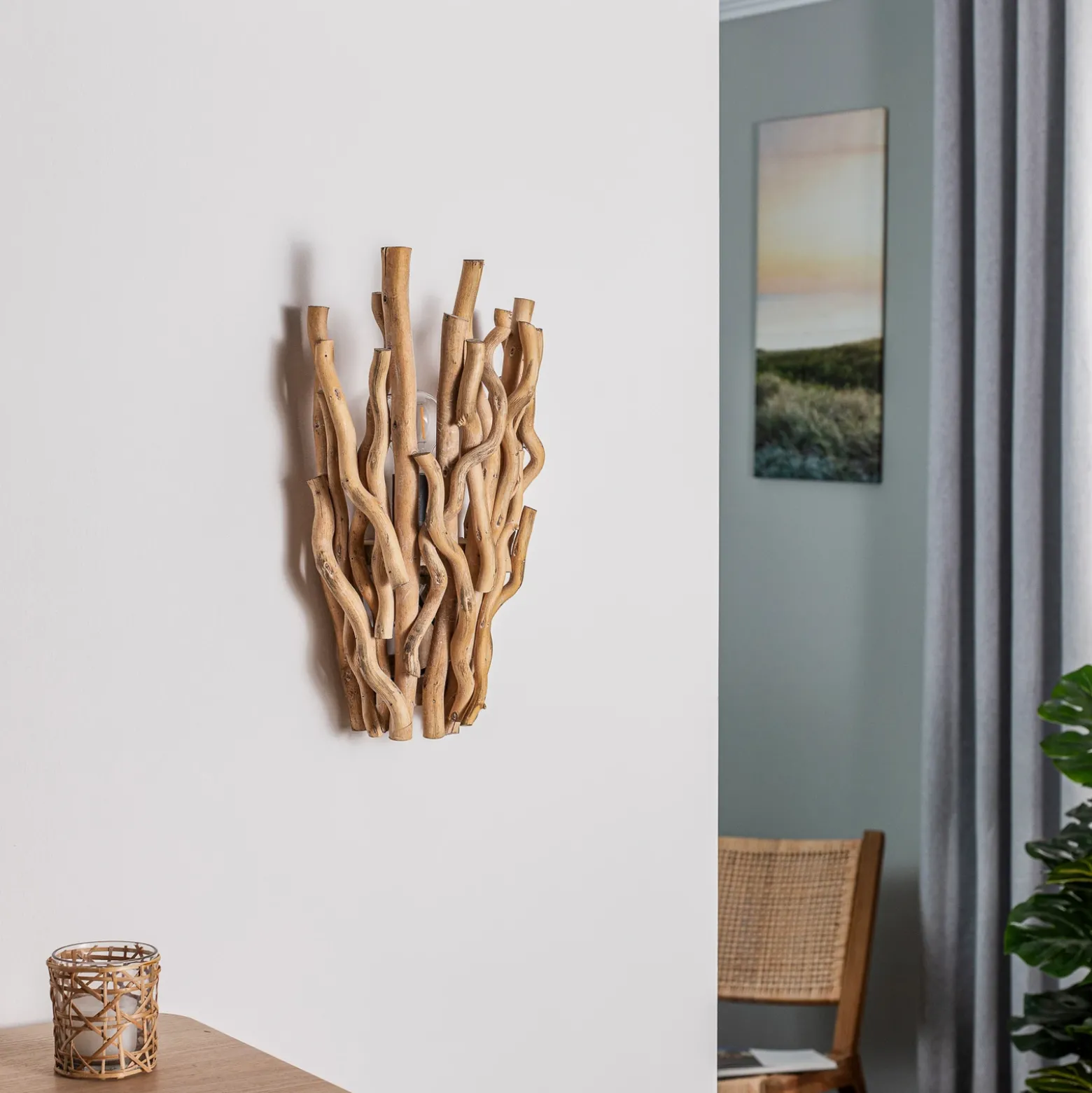 Aplique de pared Agar con pantalla de madera