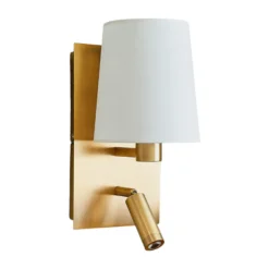 Aplique de pared Aiden de Lindby, 30 cm, latón antiguo, brazo de lectura LED