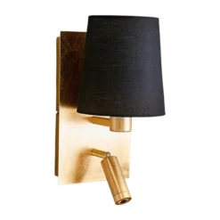 Aplique de pared Aiden de Lindby, 30 cm, negro, dorado, brazo de lectura LED