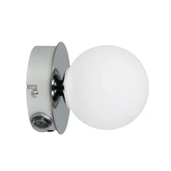 Aplique de pared Alfio, Ø 11 cm, color cromo, metal/vidrio, IP44