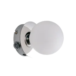 Aplique de pared Alfio, Ø 11 cm, color cromo, metal/vidrio, IP44