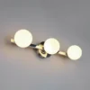 Aplique de pared Alfio, 50 cm de ancho, metal cromado/vidrio, IP44, 3 luces.