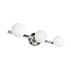 Aplique de pared Alfio, 50 cm de ancho, metal cromado/vidrio, IP44, 3 luces.