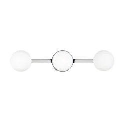 Aplique de pared Alfio, 50 cm de ancho, metal cromado/vidrio, IP44, 3 luces.