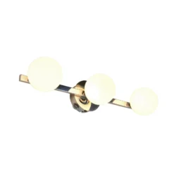 Aplique de pared Alfio, 50 cm de ancho, metal cromado/vidrio, IP44, 3 luces.
