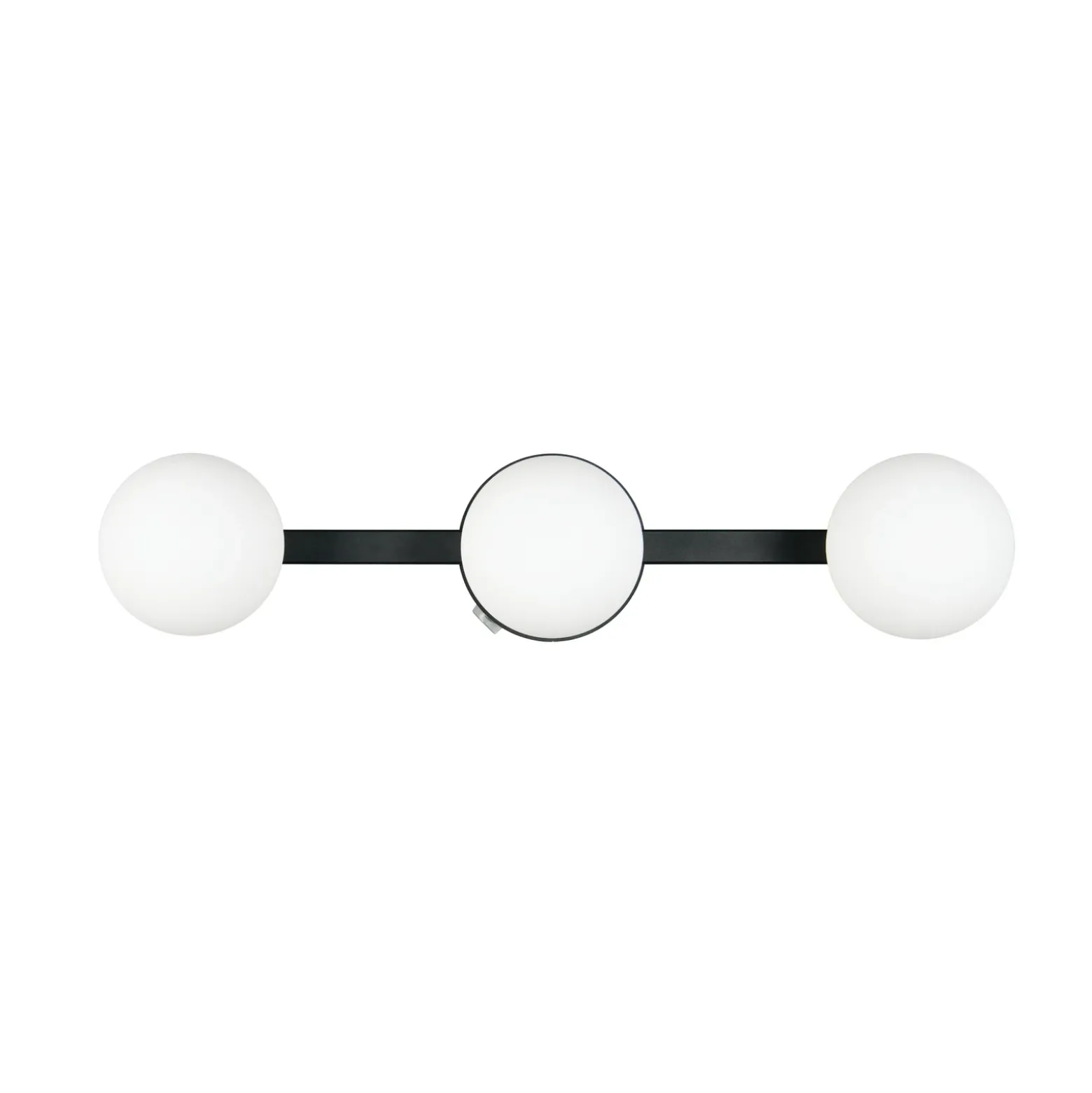 Aplique de pared Alfio, 50 cm, metal negro/cristal, IP44, 3 luces.