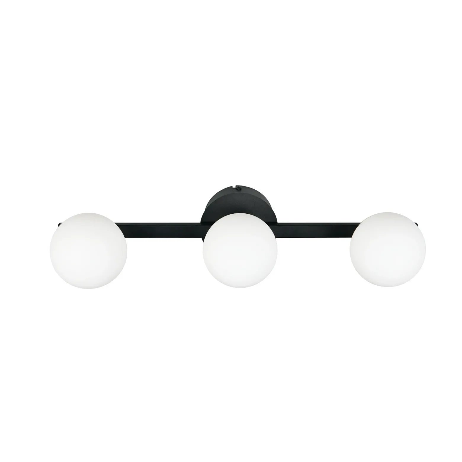 Aplique de pared Alfio, 50 cm, metal negro/cristal, IP44, 3 luces.