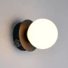 Aplique de pared Alfio, Ø 11 cm, negro mate, metal/cristal, IP44
