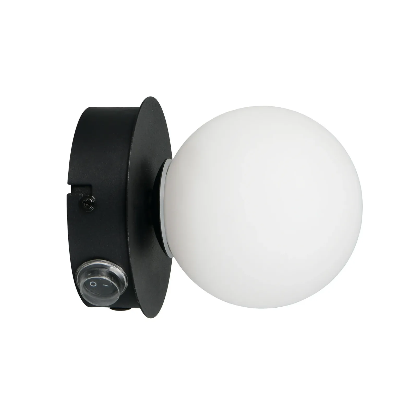 Aplique de pared Alfio, Ø 11 cm, negro mate, metal/cristal, IP44