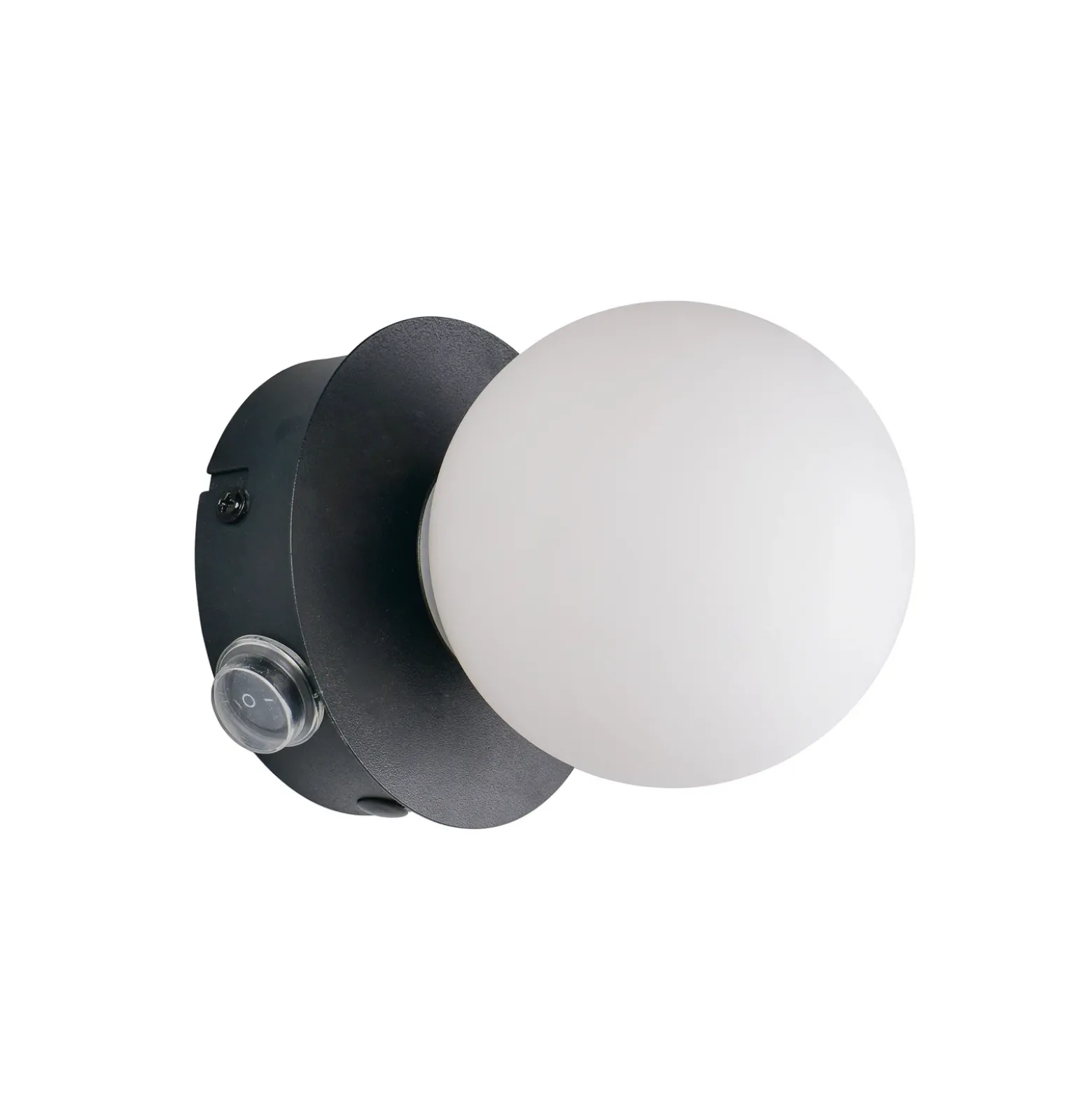 Aplique de pared Alfio, Ø 11 cm, negro mate, metal/cristal, IP44