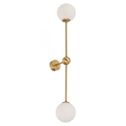 Aplique de pared Alison, de 2 luces, latón/blanco, 89 cm