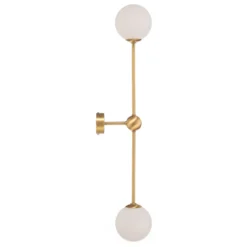 Aplique de pared Alison, 2 luces, latón/blanco, 89 cm