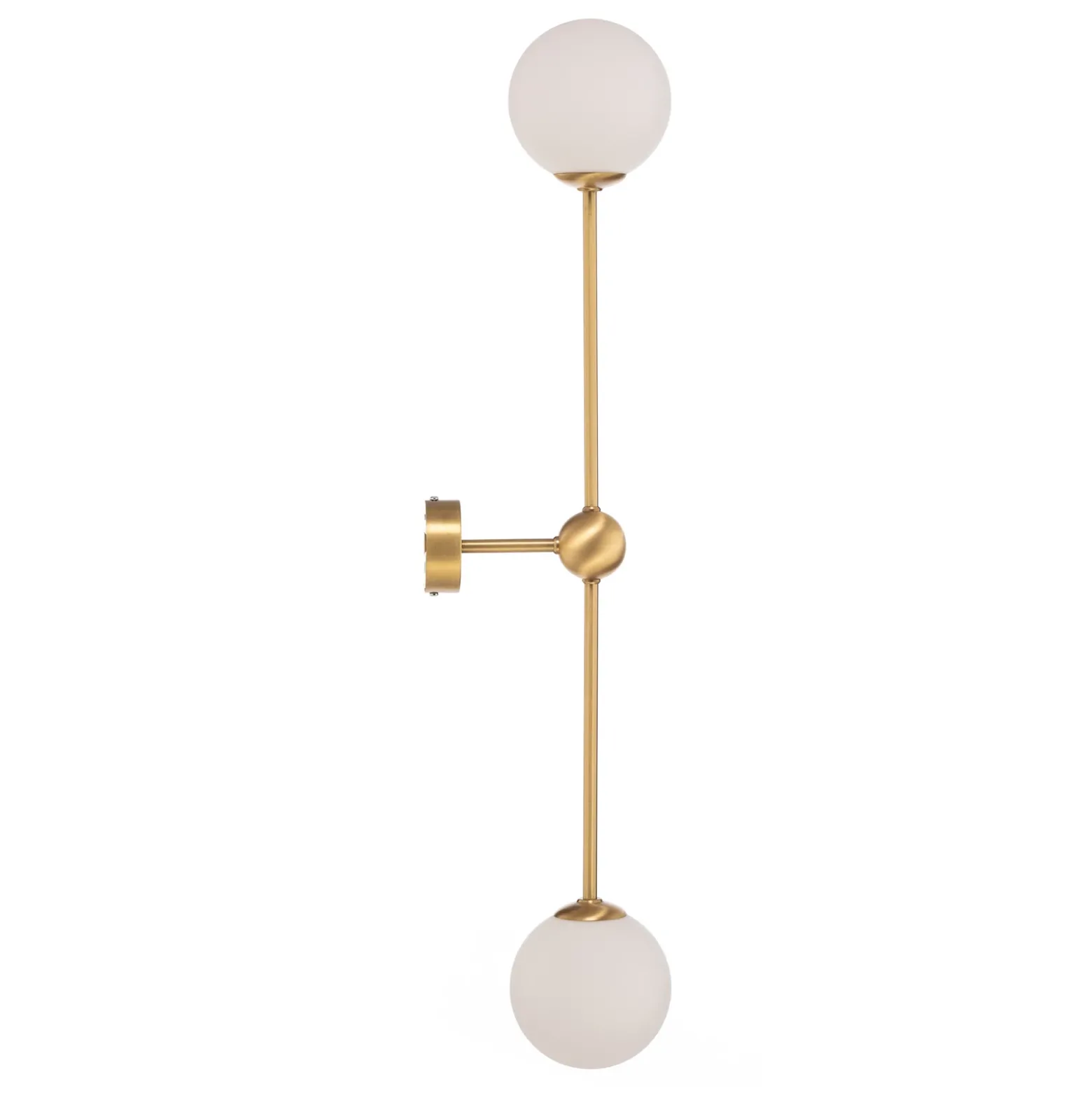 Aplique de pared Alison, 2 luces, latón/blanco, 89 cm