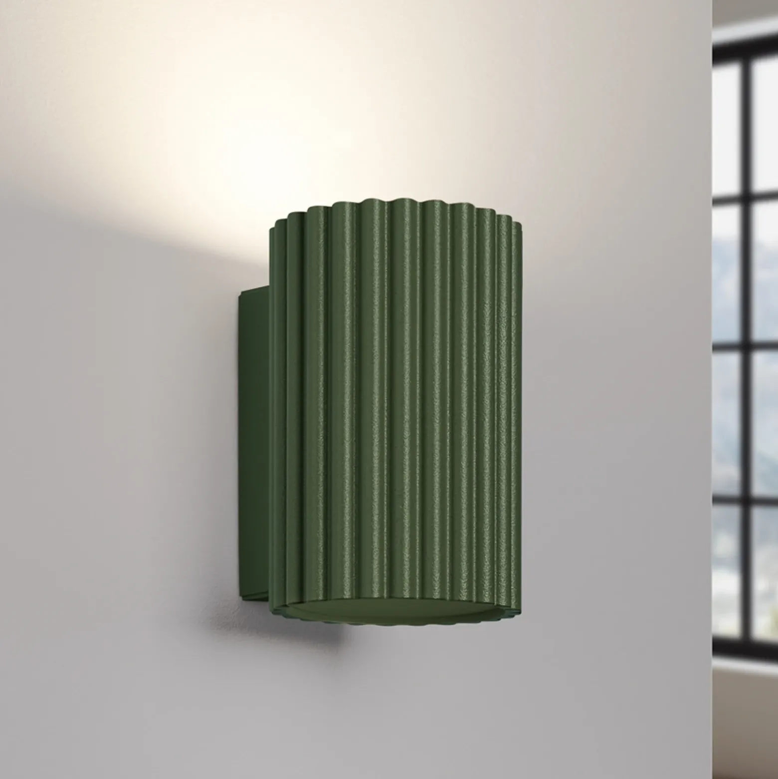 Aplique de pared ALORA, altura 10 cm, verde oliva, metal, 1 x GU10