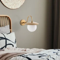Aplique de pared Anemon, color dorado, altura 29 cm, metal/vidrio, E14