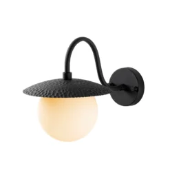 Aplique de pared Anemon, negro, altura 29 cm, metal/cristal, E14