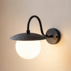 Aplique de pared Anemon, negro, altura 29 cm, metal/cristal, E14