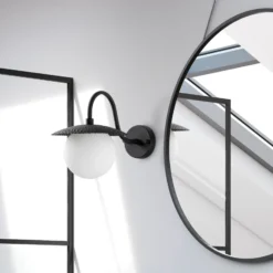 Aplique de pared Anemon, negro, altura 29 cm, metal/cristal, E14