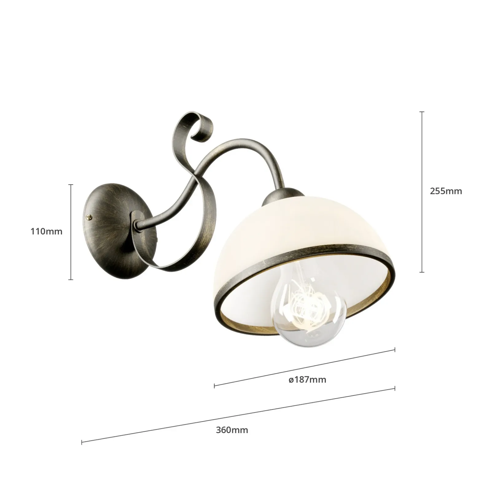 Aplique de pared Antica de estilo rústico, 1 luz