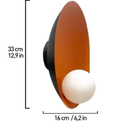 Aplique de pared Aphrodite, naranja, Ø 33 cm, metal, G9