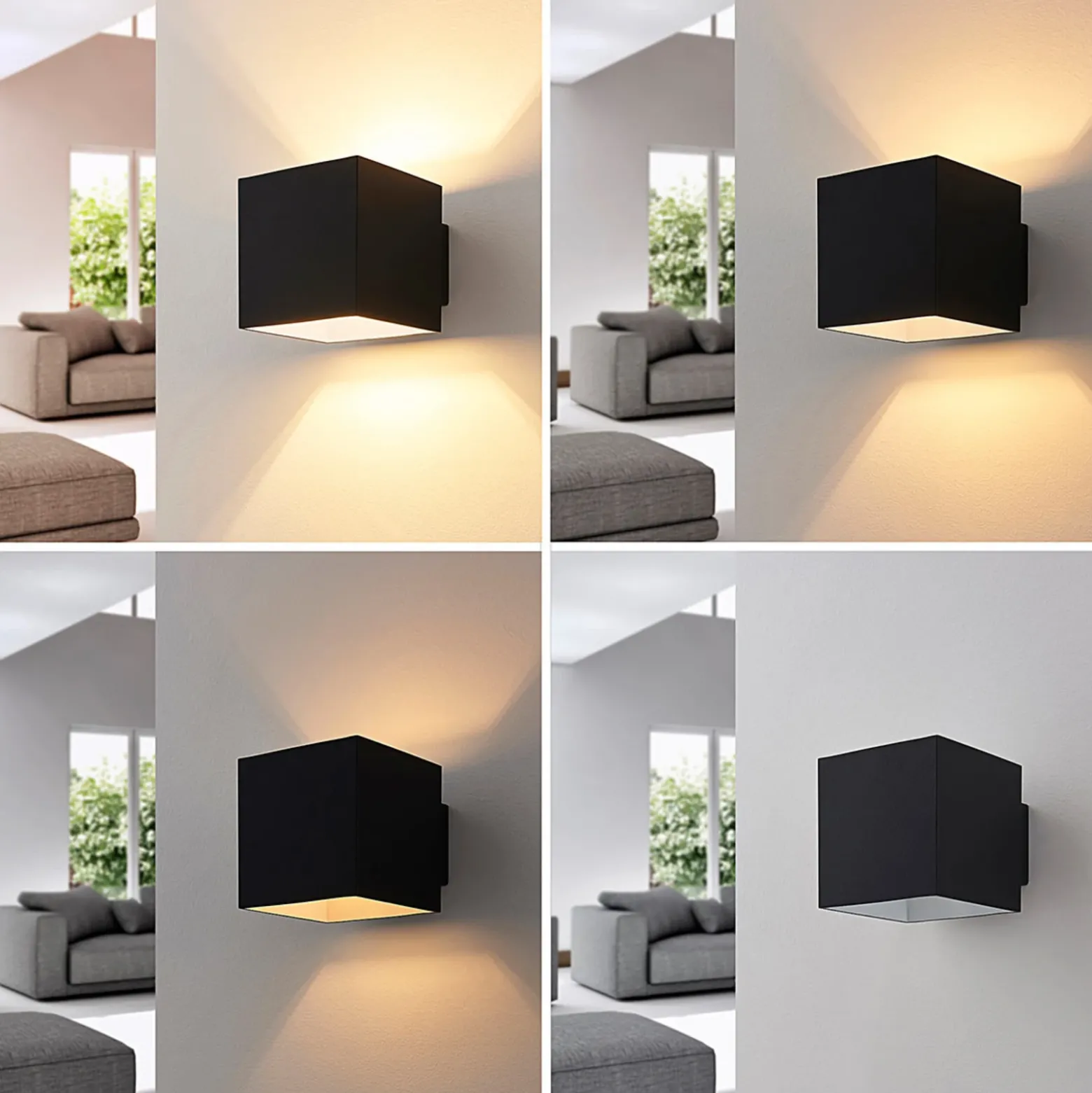 Aplique de pared Arcchio Zuzana, angular, negro, G9, 10 cm de ancho