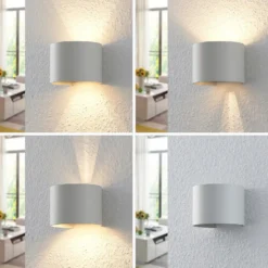 Aplique de pared Arcchio Zuzana, redondo, blanco, G9, 13 cm de ancho