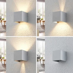 Aplique de pared Arcchio Zuzana, angular, color aluminio, G9, 10 cm