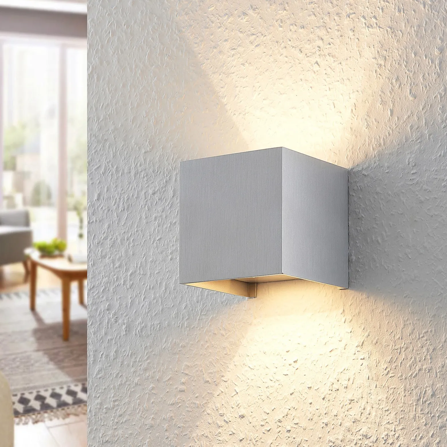 Aplique de pared Arcchio Zuzana, angular, color aluminio, G9, 10 cm