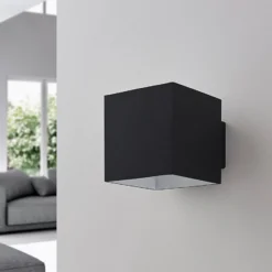 Aplique de pared Arcchio Zuzana, angular, negro, G9, 10 cm de ancho
