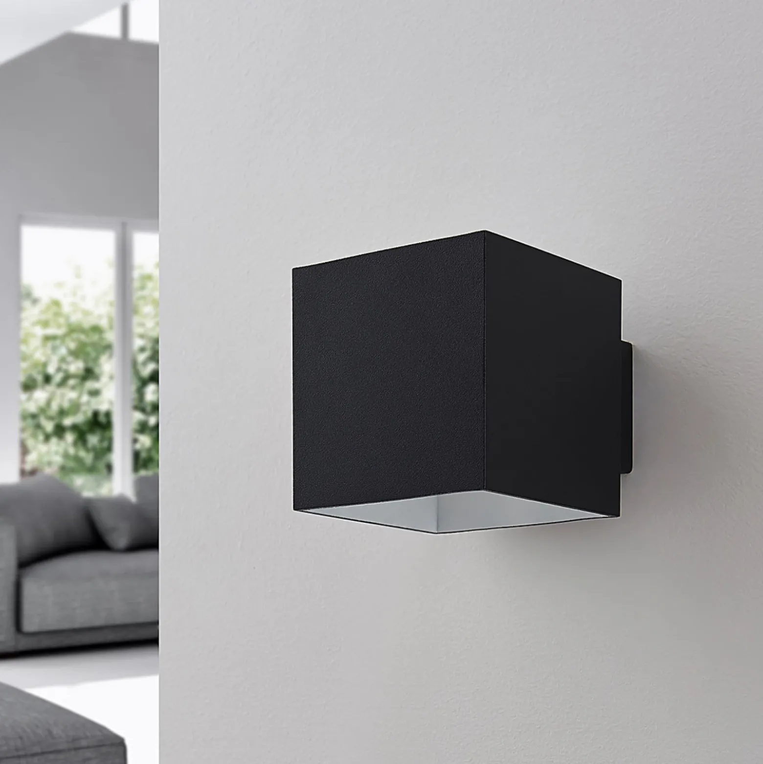 Aplique de pared Arcchio Zuzana, angular, negro, G9, 10 cm de ancho