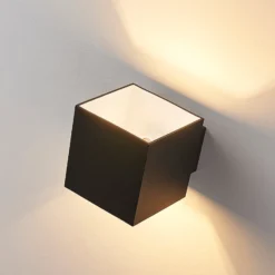 Aplique de pared Arcchio Zuzana, angular, negro, G9, 10 cm de ancho