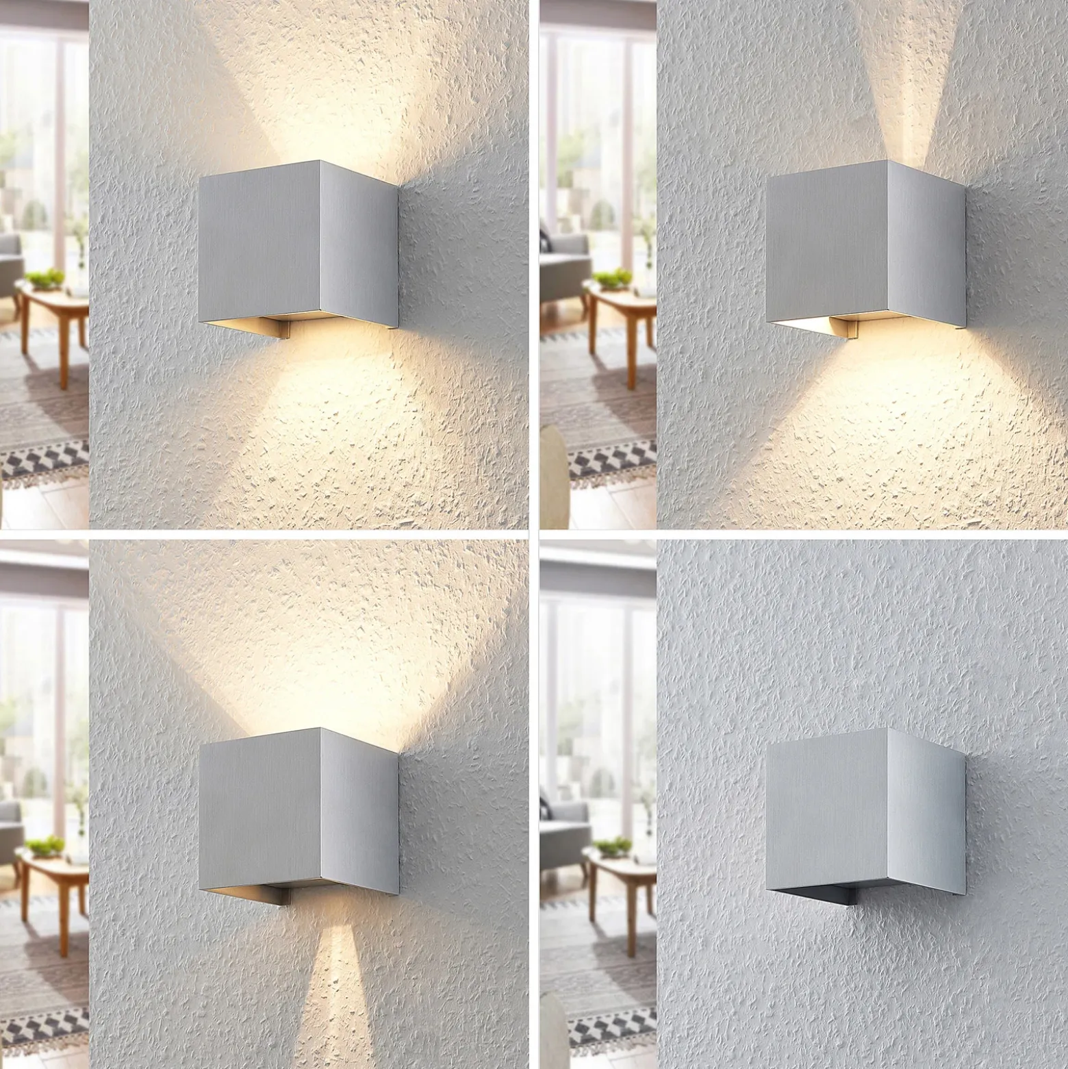 Aplique de pared Arcchio Zuzana, angular, color aluminio, G9, 10 cm