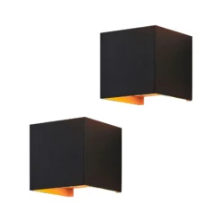 Aplique de pared Arcchio Zuzana, juego de 2, negro-dorado, G9, 10 cm
