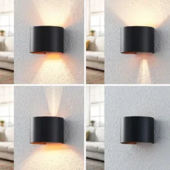 Aplique de pared Arcchio Zuzana, redondo, negro, G9, 13 cm de ancho